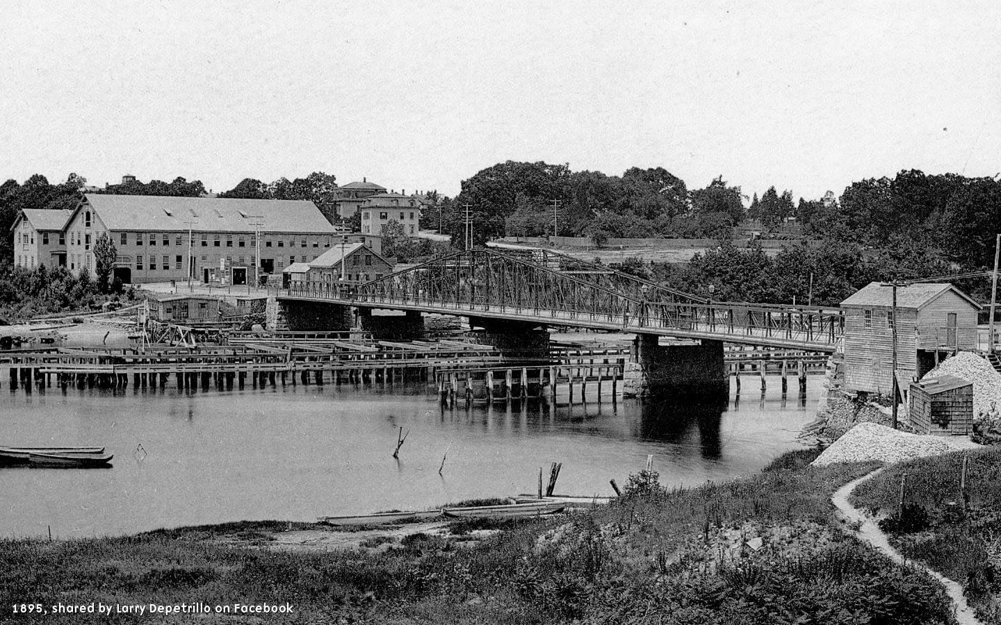A steel girder swing bridge spanning three hundred ninety feet over the Seekonk River, once connecting Waterman Street in Providence with Waterman Avenue in East Providence